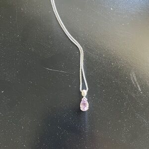 Elegant Silver Necklace with Pink Gemstone